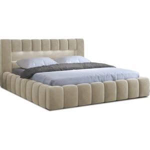Béžová čalouněná dvoulůžková postel s úložným prostorem s roštem 140x200 cm Lamica – ELTAP obraz