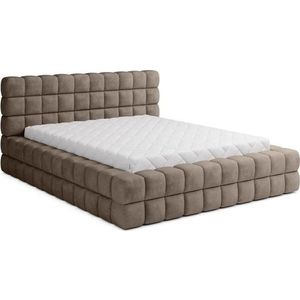 Světle hnědá čalouněná dvoulůžková postel s úložným prostorem s roštem 140x200 cm Dizzle – ELTAP obraz