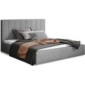 Šedá čalouněná dvoulůžková postel s úložným prostorem s roštem 180x200 cm Audrey – ELTAP obraz