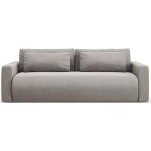 Světle šedá sametová rozkládací pohovka s úložným prostorem 238 cm Belfast – Cosmopolitan Design obraz