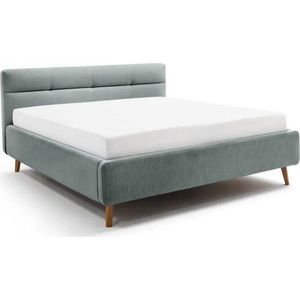 Světle modrá čalouněná dvoulůžková postel s úložným prostorem s roštem 160x200 cm Lotte – Meise Möbel obraz