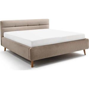 Béžová čalouněná dvoulůžková postel s úložným prostorem s roštem 160x200 cm Lotte – Meise Möbel obraz