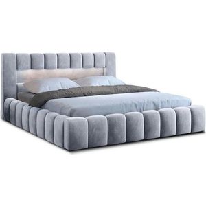 Světle šedá čalouněná dvoulůžková postel s úložným prostorem s roštem 180x200 cm Lamica – ELTAP obraz