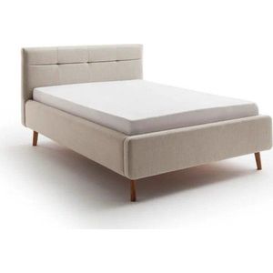 Béžová čalouněná dvoulůžková postel s úložným prostorem s roštem 140x200 cm Lotte – Meise Möbel obraz