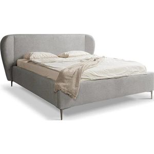 Světle šedá čalouněná dvoulůžková postel s roštem 160x200 cm Makana – Makamii obraz