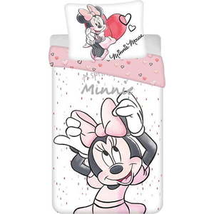 Bílo-růžové bavlněné dětské povlečení na jednolůžko 140x200 cm Minnie "White" – Jerry Fabrics obraz