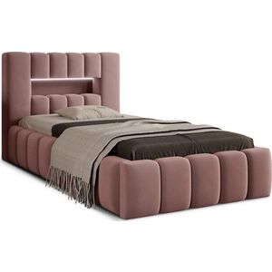 Růžová čalouněná jednolůžková postel s úložným prostorem s roštem 90x200 cm Lamica – ELTAP obraz