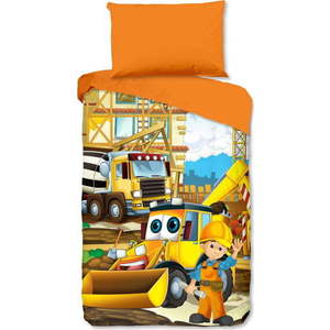 Oranžové bavlněné dětské povlečení na jednolůžko 140x200 cm Building – Good Morning obraz