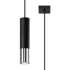 Černé/ve stříbrné barvě kovové závěsné svítidlo ø 8 cm Longbot – Sollux obraz