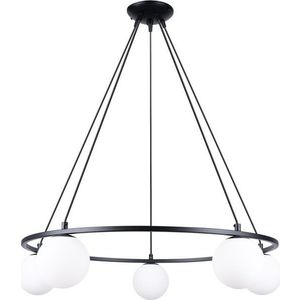 Bílé/černé závěsné svítidlo se skleněným stínidlem Umerta – Sollux obraz