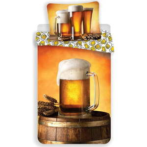 Jantarové bavlněné povlečení na jednolůžko 140x200 cm Beer – Jerry Fabrics obraz