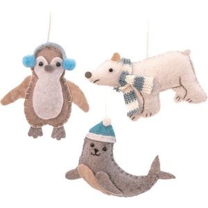 Textilní ručně vyrobené vánoční ozdoby v sadě 3 ks 6 cm Arctic Animals – Sass & Belle obraz