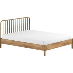 Dvoulůžková postel z dubového dřeva bez roštu 160x200 cm v přírodní barvě Olive Spindle – Vipack obraz