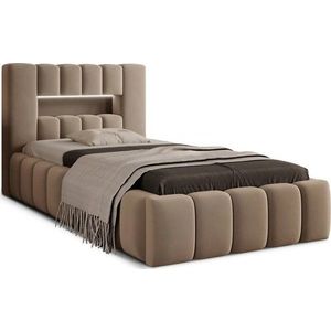 Světle hnědá čalouněná jednolůžková postel s úložným prostorem s roštem 90x200 cm Lamica – ELTAP obraz