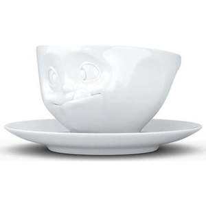 Bílý mlsný porcelánový šálek s podšálkem 58products obraz