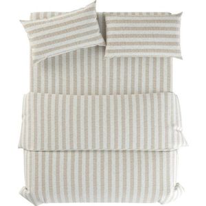 Světle šedé/krémové lněné povlečení na dvoulůžko 200x200 cm Natural Stripes – Native Natural obraz