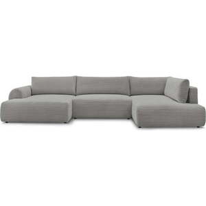 Tmavě šedá manšestrová rozkládací rohová pohovka (levý roh/do "U") Lucien – Bobochic Paris obraz