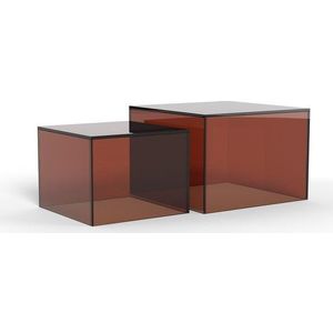 Hnědé skleněné konferenční stolky v sadě 2 ks 50x50 cm Dice – Actona obraz