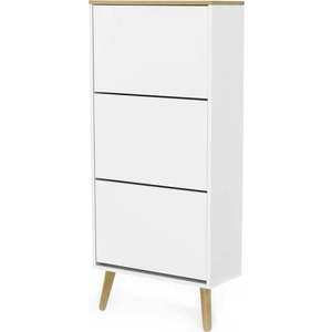 Bílý botník s nohami z dubového dřeva se 3 výkopy Tenzo Dot obraz