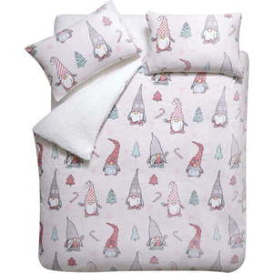 Světle růžové povlečení na jednolůžko z mikroplyše 135x200 cm Festive Gnomes – Catherine Lansfield obraz