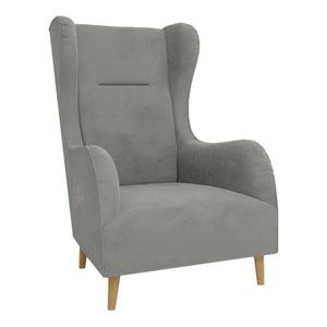 Světle šedé sametové křeslo ušák Carole – Ropez obraz