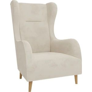 Krémové sametové křeslo ušák Carole – Ropez obraz