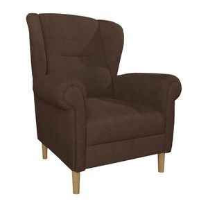 Tmavě hnědé křeslo ušák Swan – Ropez obraz