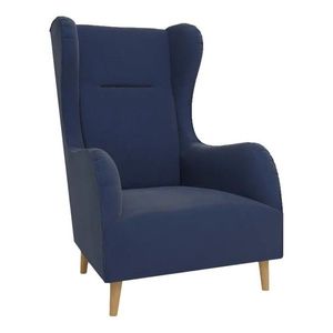 Tmavě modré sametové křeslo ušák Carole – Ropez obraz