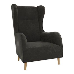 Tmavě šedé sametové křeslo ušák Carole – Ropez obraz