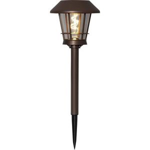 Hnědé venkovní solární LED svítidlo Star Trading Fergus, výška 35 cm obraz