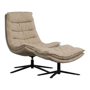 Otočné žinylkové křeslo s podnožkou v přírodní barvě Kube – WOOOD obraz