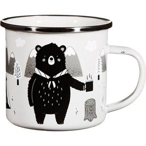 Bílý dětský hrnek ze smaltu Bear Adventure - Sass & Belle obraz