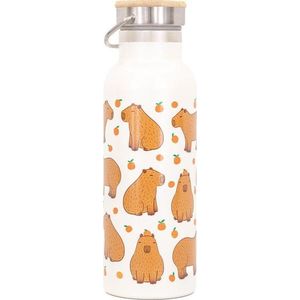 Hnědá/krémová cestovní nerezová lahev 425 ml Capybara – Sass & Belle obraz