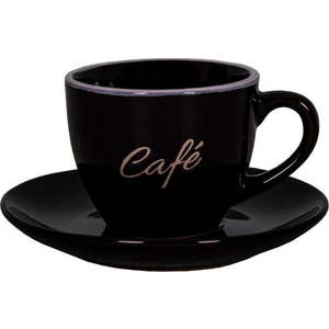 Černý šálek na espresso s podšálkem z kameniny Mandala – Antic Line obraz