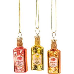 Skleněné ručně vyrobené vánoční ozdoby v sadě 3 ks ø 3 cm Gin Bottle – Sass & Belle obraz