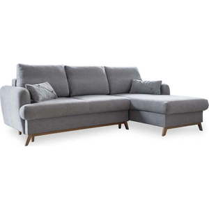 Světle šedá rozkládací/s úložným prostorem rohová pohovka (pravý roh/s lenoškou) Scandic Lagom – Miuform obraz