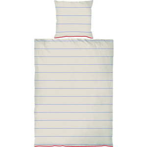 Modro-béžové povlečení na jednolůžko z bavlněného saténu 140x200 cm Align – Mette Ditmer Denmark obraz