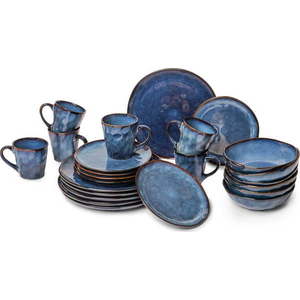 Tmavě modrá kameninová jídelní sada 24 ks Glosia - Bonami Selection obraz