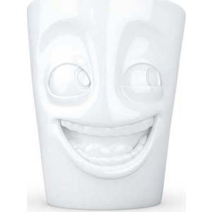 Bílý vysmátý porcelánový hrnek s ouškem 58products, objem 350 ml obraz