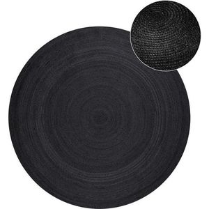 Černý oboustranný/ručně tkaný jutový kulatý koberec ø 140 cm Braided – Hanse Home obraz