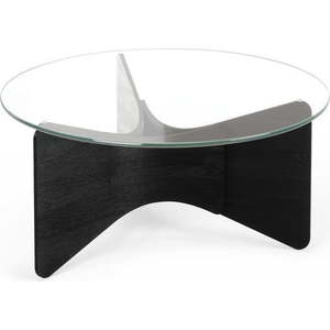 Černý kulatý konferenční stolek se skleněnou deskou 87x87 cm Madera – Umbra obraz