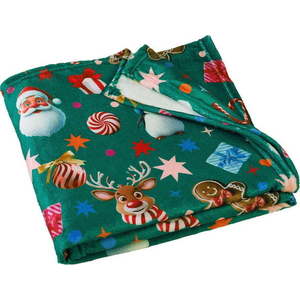 Zelená deka s vánočním motivem z mikroplyše 130x170 cm Christmas Icons – Catherine Lansfield obraz