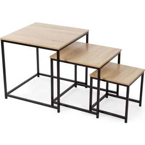 Konferenční stolky v přírodní barvě v sadě 3 ks 50x50 cm – Compactor obraz