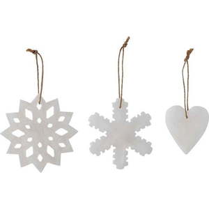 Sada 3 bílých závěsných vánočních ozdob Bloomingville Otta obraz