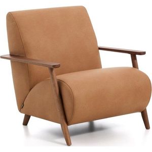 Hnědé kožené křeslo Meghan – Kave Home obraz