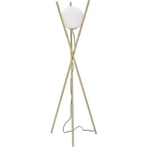 Bílá/ve zlaté barvě stojací lampa se skleněným stínidlem (výška 155 cm) Glamy – Mauro Ferretti obraz