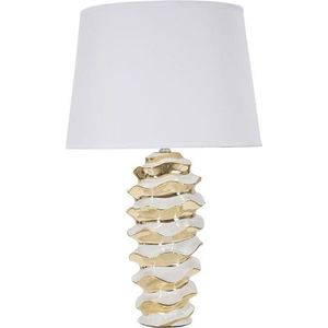 Bílá/ve zlaté barvě keramická stolní lampa s textilním stínidlem (výška 53 cm) Glam Space – Mauro Ferretti obraz