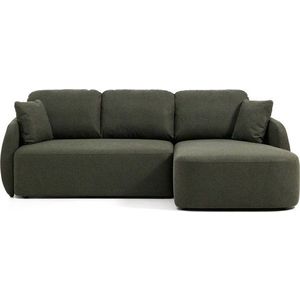 Tmavě zelená žinylková rozkládací rohová pohovka (pravý roh/s lenoškou) Laira – Kave Home obraz