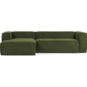 Zelená manšestrová rohová pohovka (levý roh/s lenoškou) Blok – Kave Home obraz