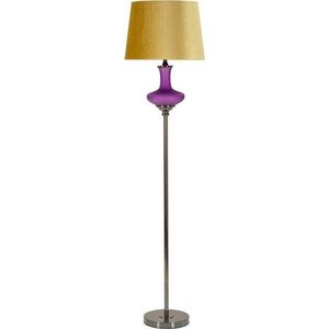 Žlutá/fialová stojací lampa s textilním stínidlem (výška 167 cm) Milva One – Mauro Ferretti obraz